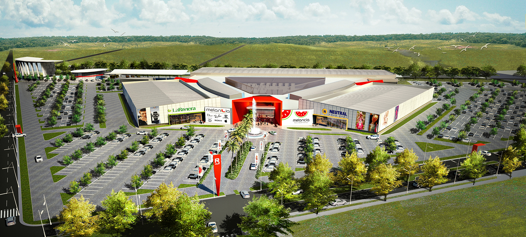 Imágen de la estructura del shopping Melancia en Rivera